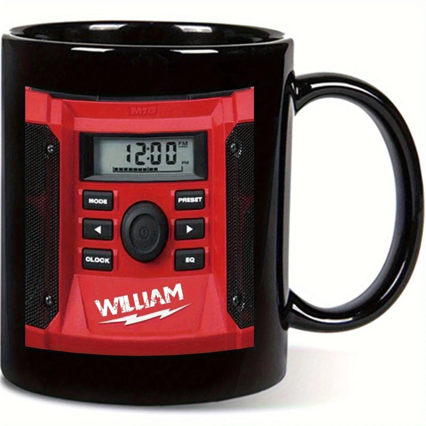 11oz (325ml) Patterned Mug with Digital Clock and Music Player – Coffee or Milk Cup, Perfect Gift for Father’s Day or Boy - friends - FastZen