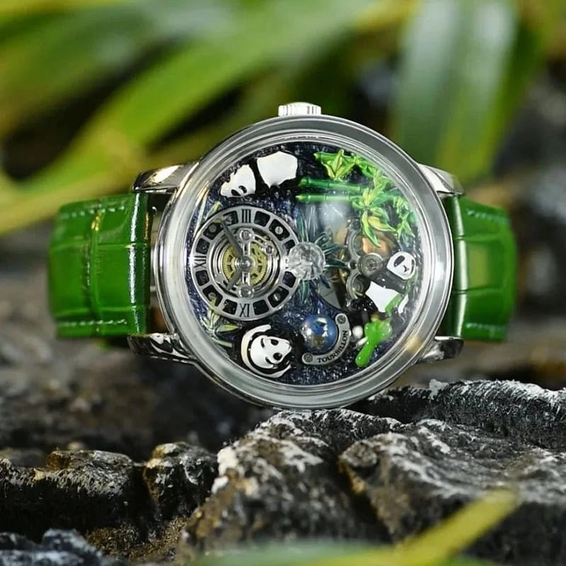2025 New Panda Series Men’s Mechanical Watch – National Treasure Symbol, Rotating Crystal Ball, 45.5MM Luxury Wristwatch - FastZen