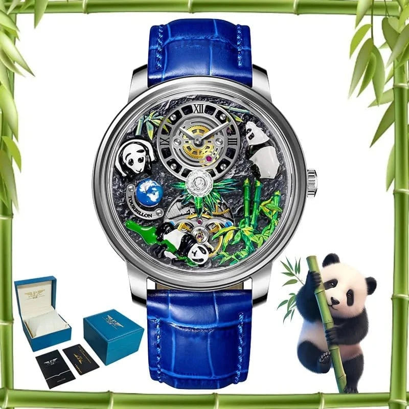 2025 New Panda Series Men’s Mechanical Watch – National Treasure Symbol, Rotating Crystal Ball, 45.5MM Luxury Wristwatch - FastZen