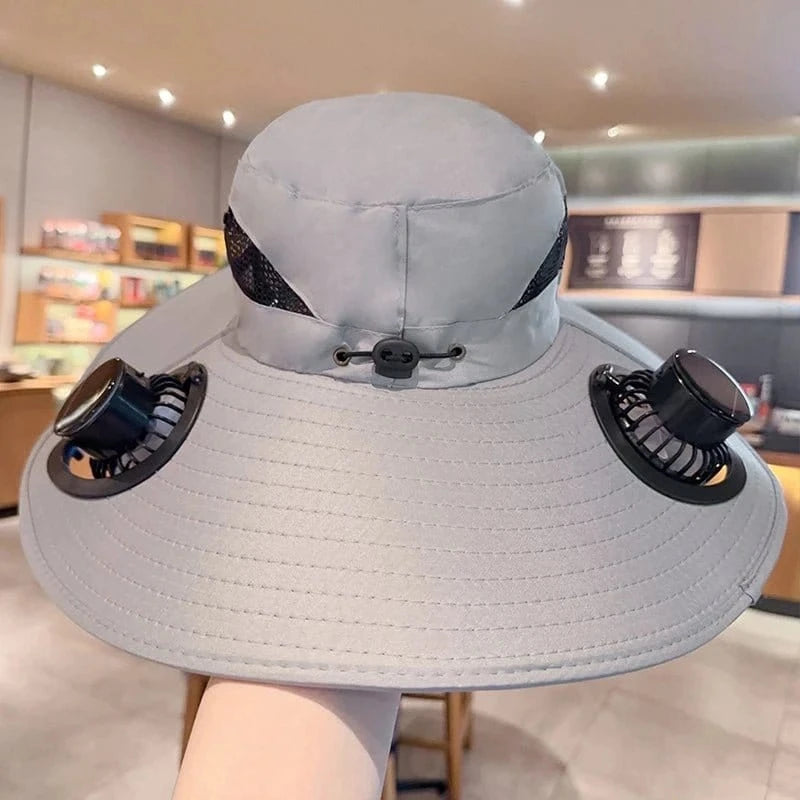 2025 Solar Fan Wide Brim Hat – Dual Power, Adjustable Sun Protection Hat for Outdoor - FastZen