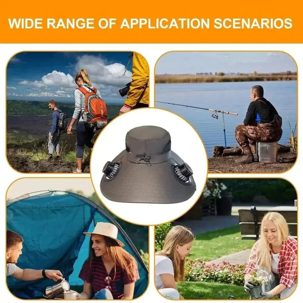 2025 Solar Fan Wide Brim Hat – Dual Power, Adjustable Sun Protection Hat for Outdoor - FastZen