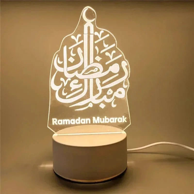 3D Acrylic LED Night Light – Islamic Ramadan Festival USB Lamp, Eid Mubarak Home & Bedroom Decor - FastZen