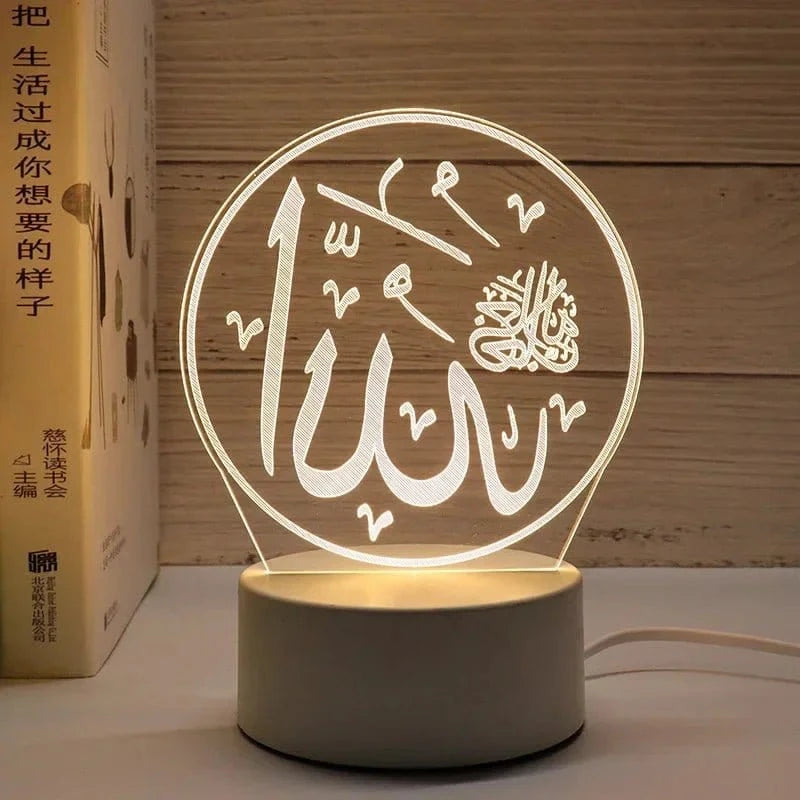 3D Acrylic LED Night Light – Islamic Ramadan Festival USB Lamp, Eid Mubarak Home & Bedroom Decor - FastZen