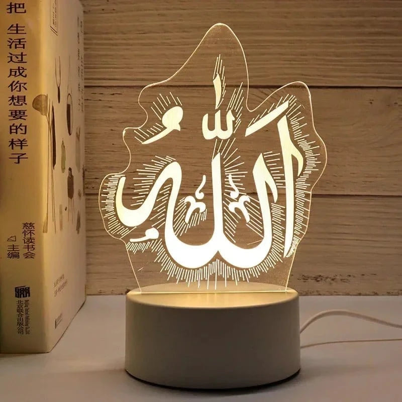 3D Acrylic LED Night Light – Islamic Ramadan Festival USB Lamp, Eid Mubarak Home & Bedroom Decor - FastZen
