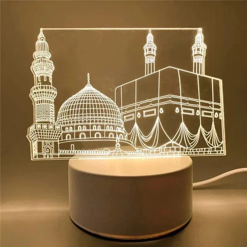 3D Acrylic LED Night Light – Islamic Ramadan Festival USB Lamp, Eid Mubarak Home & Bedroom Decor - FastZen