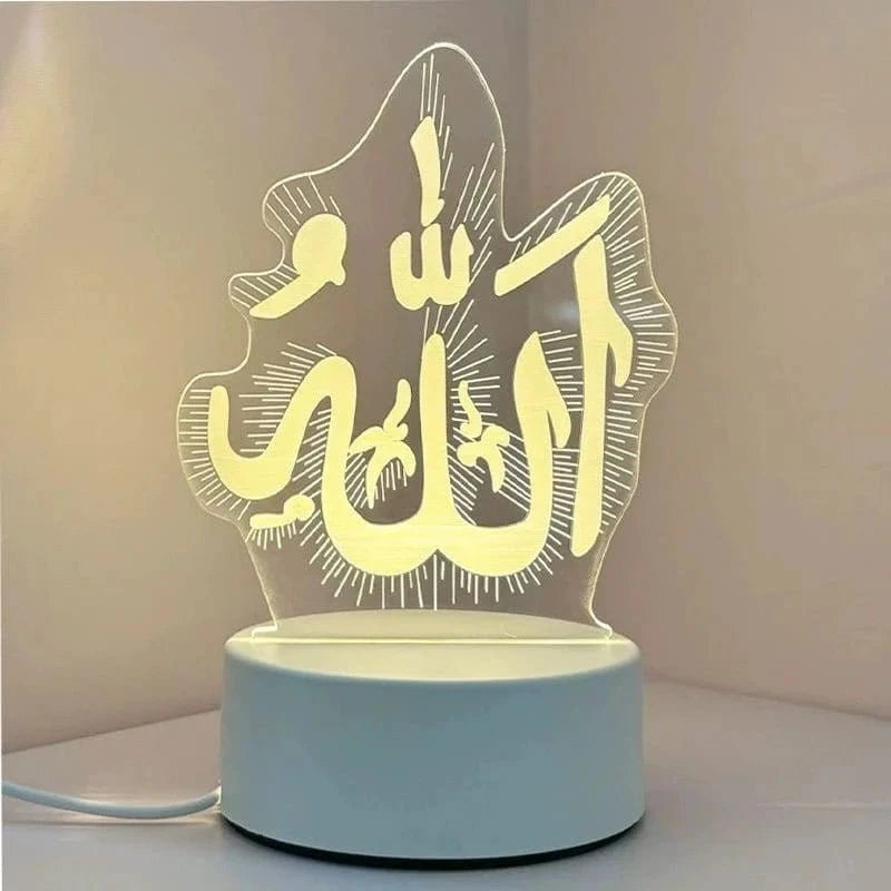 3D Acrylic LED Night Light – Islamic Ramadan Festival USB Lamp, Eid Mubarak Home & Bedroom Decor - FastZen