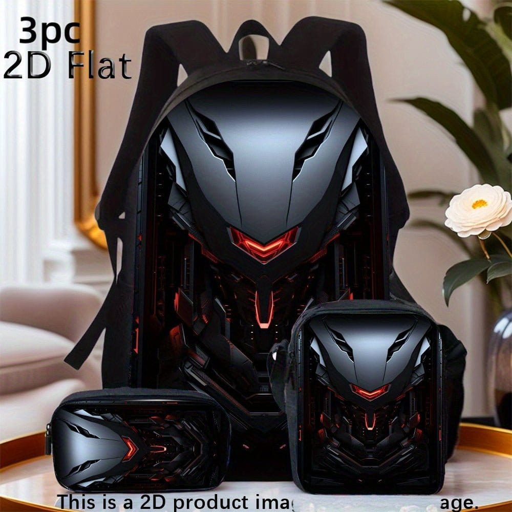3pcs Technology Double Shoulder Backpack Set, Lightweight Large Capacity Multi - Pocket Suitable for Outdoor Travel Bags, Durable High - Quality - FastZen