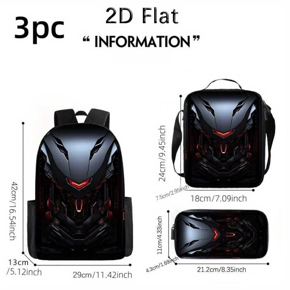 3pcs Technology Double Shoulder Backpack Set, Lightweight Large Capacity Multi - Pocket Suitable for Outdoor Travel Bags, Durable High - Quality - FastZen