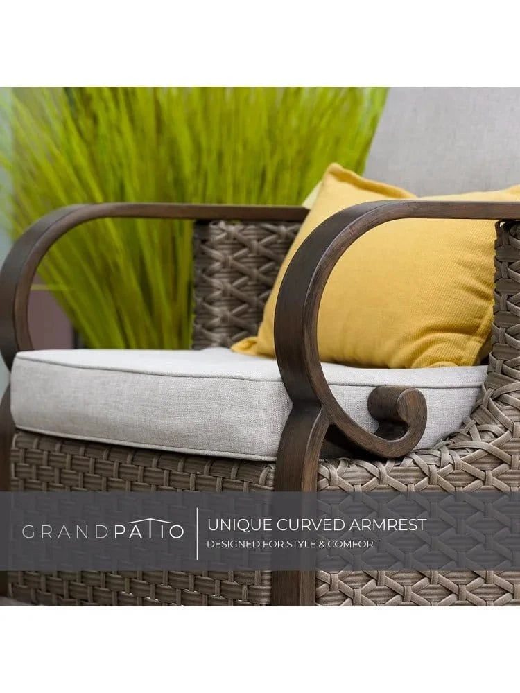 4 - Piece Outdoor Patio Furniture Set – Wicker Rocking & Swivel Chairs with Cushions and Coffee Table - FastZen