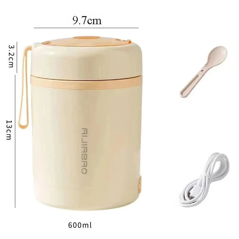 600ML USB Electric Heating Lunch Box – Portable Stainless Steel Food Warmer & Drink Heater - FastZen