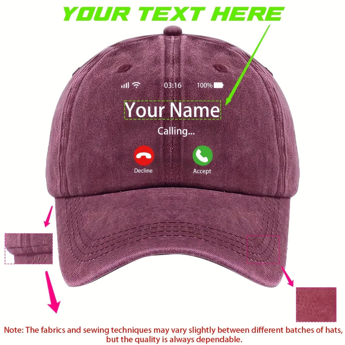 A Fun And Humorous Baseball Cap with Caller ID, Suitable for Both Men And Women.