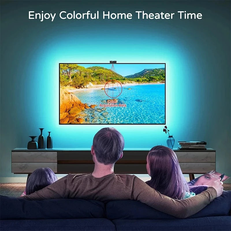 RGBIC LED TV Backlight Strip with Camera – Smart Ambient Lighting for 55–75” TVs