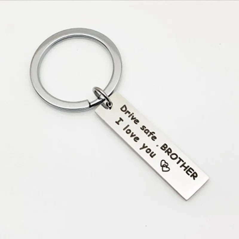 "Drive Safe" Stainless Steel Keychain – Meaningful Gift for Dad, Mom, Brother, Sister
