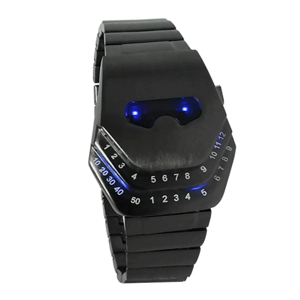 Fashion Mens Stainless Steel Snake Head Blue LED Wrist Watch Gift Cool - LED Binary Watch