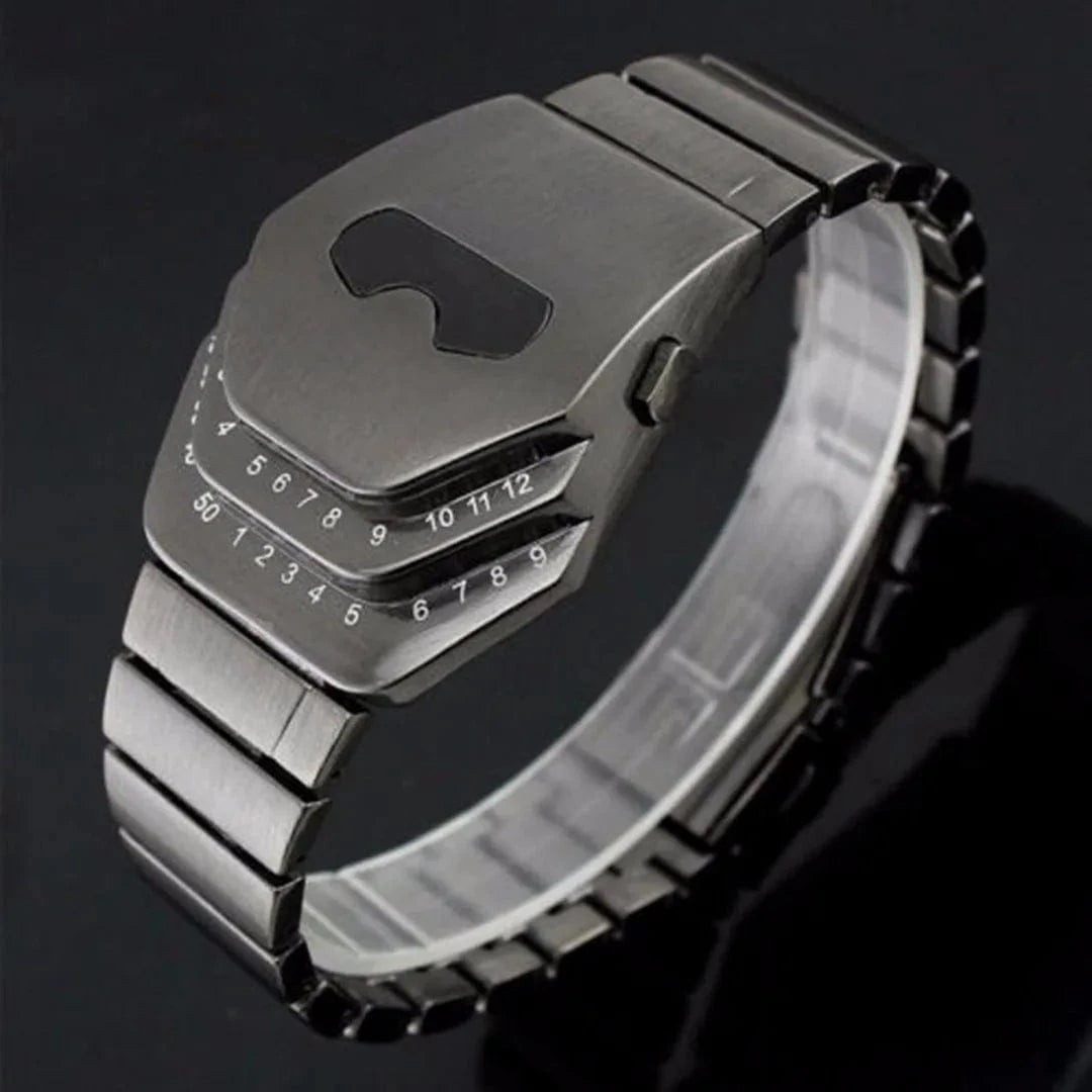 Fashion Mens Stainless Steel Snake Head Blue LED Wrist Watch Gift Cool - LED Binary Watch