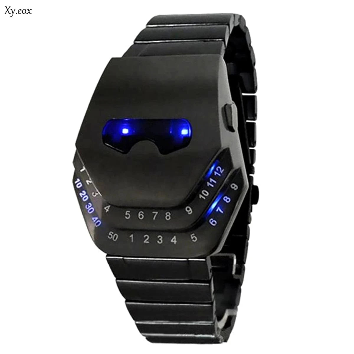 Fashion Mens Stainless Steel Snake Head Blue LED Wrist Watch Gift Cool - LED Binary Watch