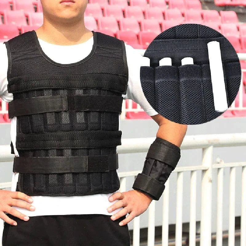 Gilet Lesté 20kg Ajustable pour Musculation, Fitness, CrossFit, Cardio, Boxe