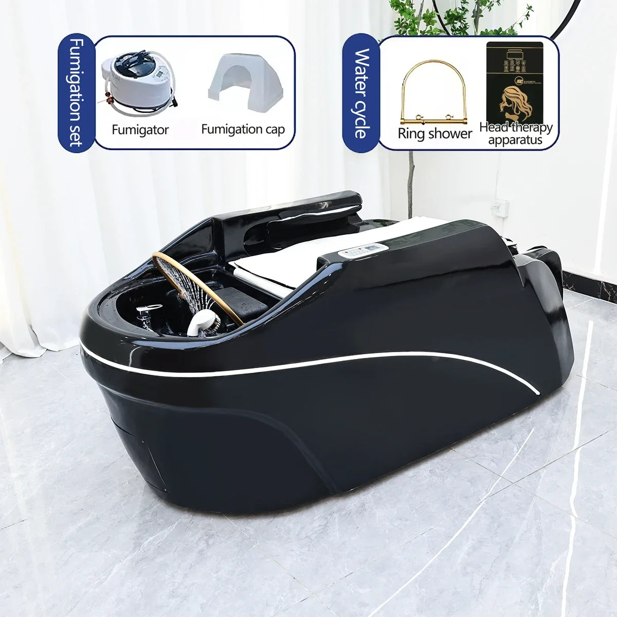XinSheng Professionelles elektrisches Massagebett Kopf-SPA-Salon-Massagetisch Haarwasch-Räucherbetten Friseursalon Intelligente Möbel
