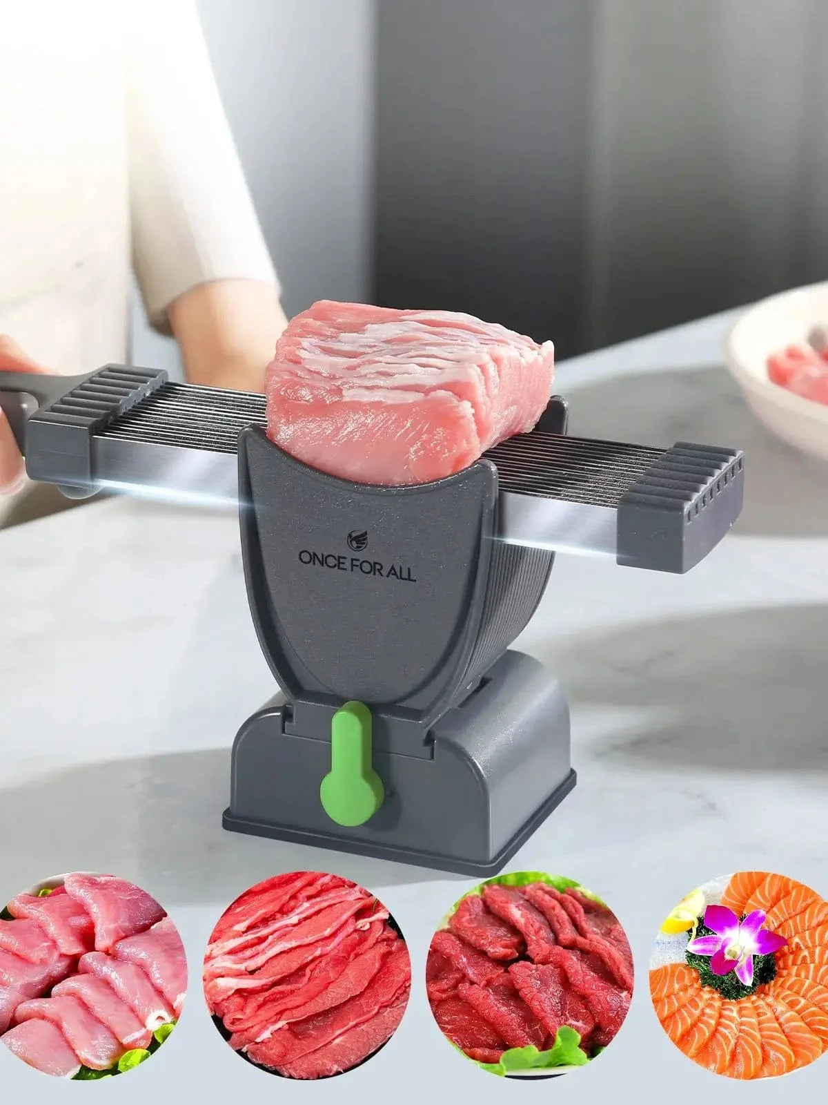 All-in-One Mini Manual Stainless Steel Meat Cutter – Slice, Strip & Dice Fresh Meat with Ease