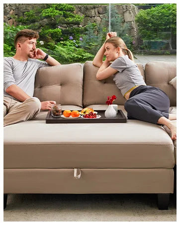L-förmiges Sofa 4-Sitzer Sofa mit Récamiere L-förmige Sofas Umwandelbares Sektionssofa (Dunkelgrün, L-förmiges Sofa)