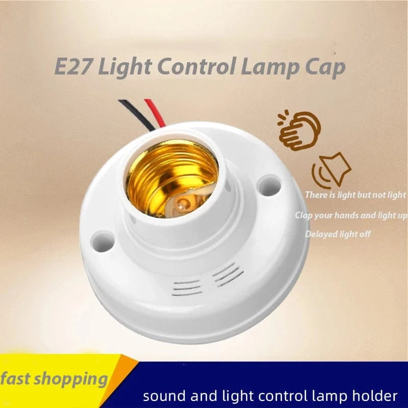 E27 Screw Lamp Base Sound & Voice Control Light Socket with Delay Switch – AC180-240V LED Bulb Holder
