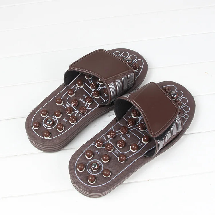 Portable Sandalen Reflexzonenmassage Akupressur Fußmassagegerät mit austauschbarem Kopf Dicke Sohle EVA Fußmassage-Hausschuh