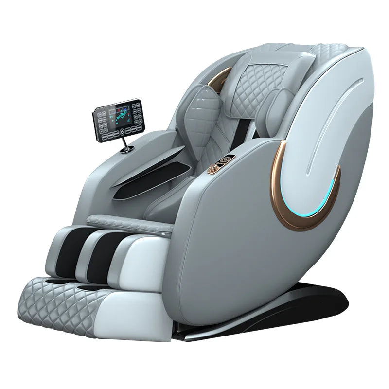 Ganzkörper-Zero-Gravity-Massagesessel mit Rücken-, Taillen-, Hüft-, Bein- und Fußmassage, 10 Rollen, Heizung, LCD-Touchscreen