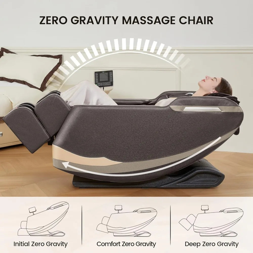 Massagesessel Ganzkörper, Massagesessel mit Schwerelosigkeitsfunktion mit 6 Automatikmodi, 8 Fixpunkt-Massagerollen, LCD, Bluetooth,