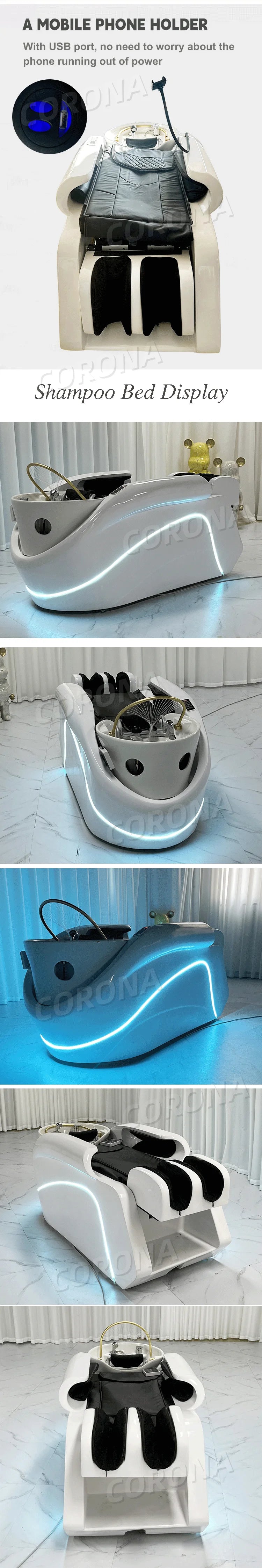 Luxury Electric Massage Head Spa Water Therapy Shampoo Bed Electric Massage Hair Washing Head Spa Shampoo Bed With Heating