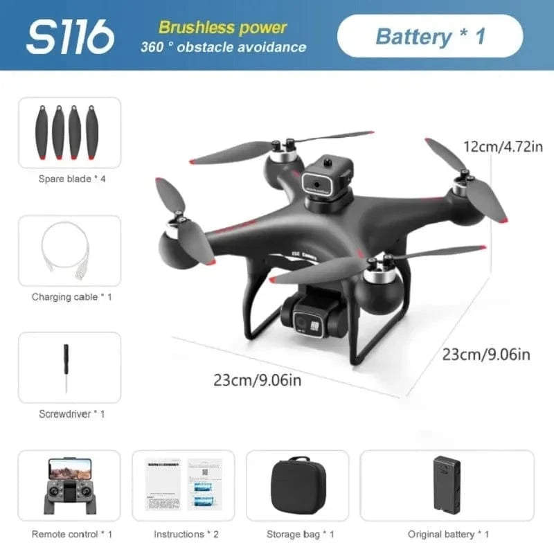 S116 MAX 8K Dual Camera Drone with 360° Obstacle Avoidance – Professional Brushless FPV RC Quadcopter with Optical Flow