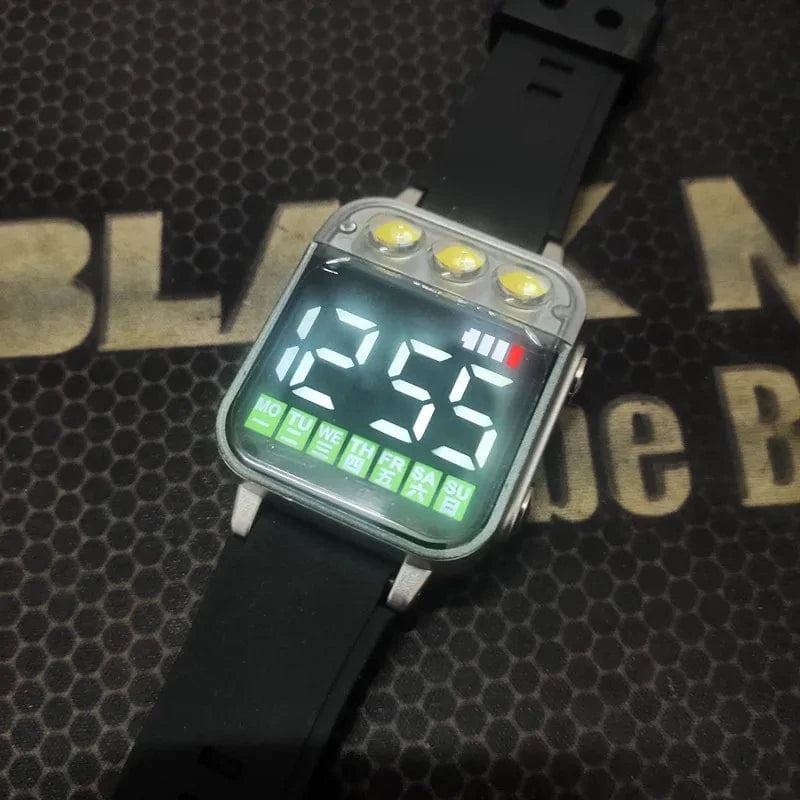 Sports LED Electronic Watch – USB Rechargeable Wristwatch with Flashlight