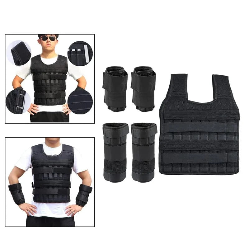 Gilet Lesté 20kg Ajustable pour Musculation, Fitness, CrossFit, Cardio, Boxe