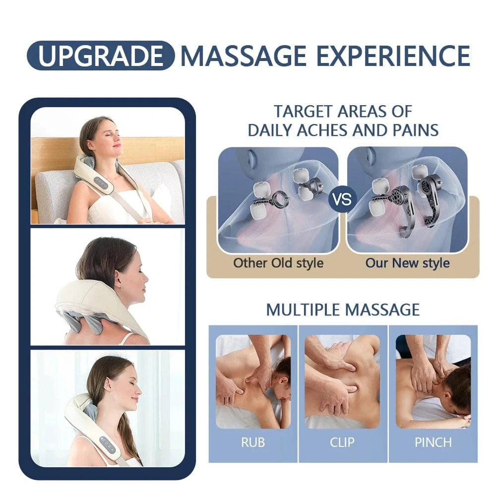 Wireless Neck & Back Massager – Kneading Shoulder, Cervical, and Trapezius Relaxation Shaw