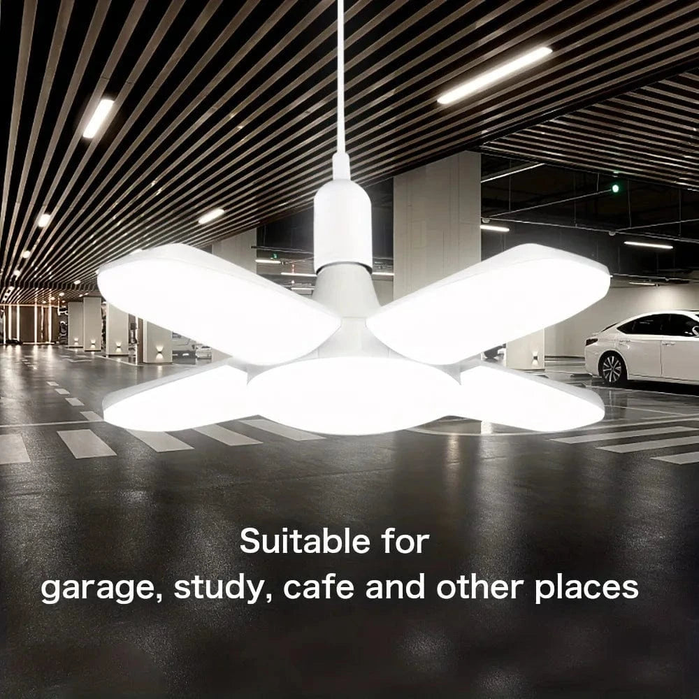 E27 28W Foldable LED Fan Bulb – 40 Beads, 6500K Daylight, Adjustable Deformation Ceiling Light for Home