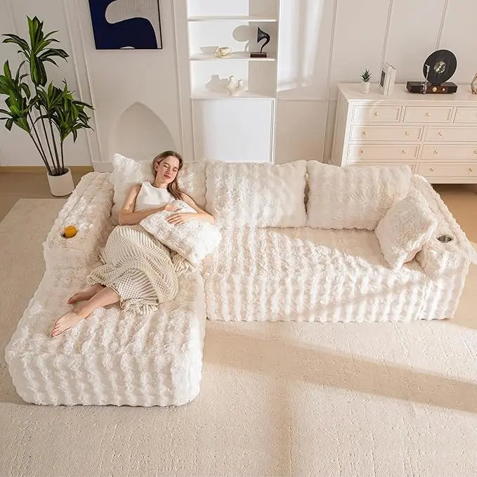 L-förmiges 104-Zoll-Schnittsofa, modernes Wohnzimmersofa, Schlafsofa mit tiefer Sitzfläche, keine Montage erforderlich,