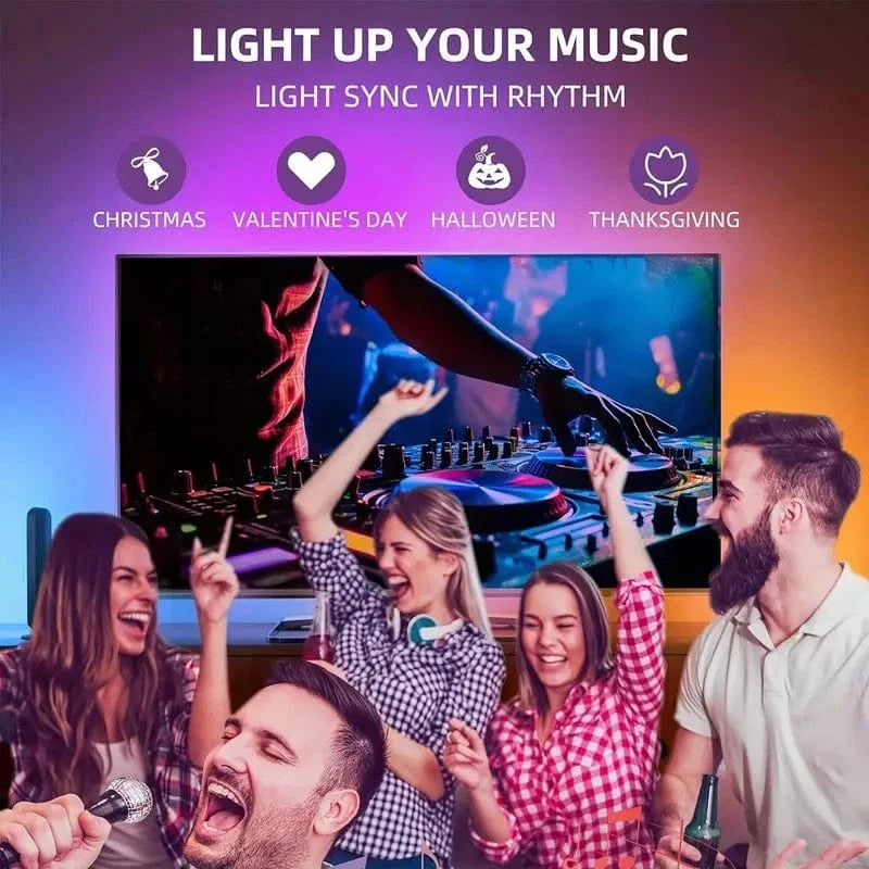 RGBIC LED TV Backlight Strip with Camera – Smart Ambient Lighting for 55–75” TVs