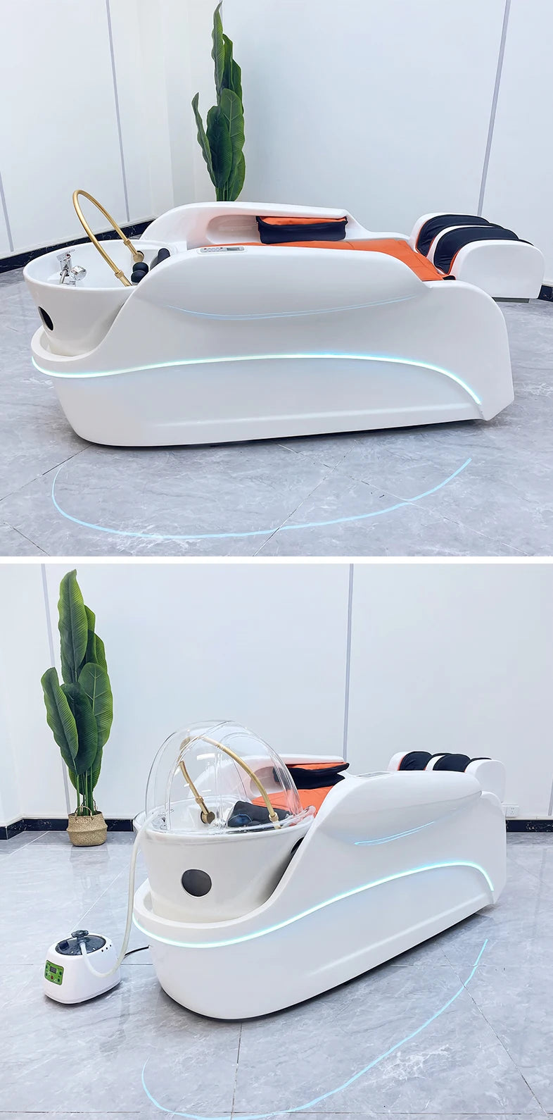 Salonbedarf Wasserzirkulationstisch Elektrische Massage Friseur-Shampoo-Bett Therapie-Kopf für Haarwäsche-Massagedienste