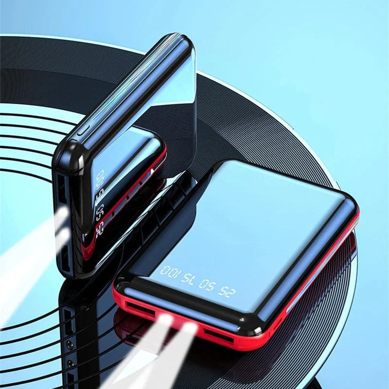 Mini Power Bank – Portable Mirror Screen External Battery with LED Digital Display, Fast Charging for SmartPhone