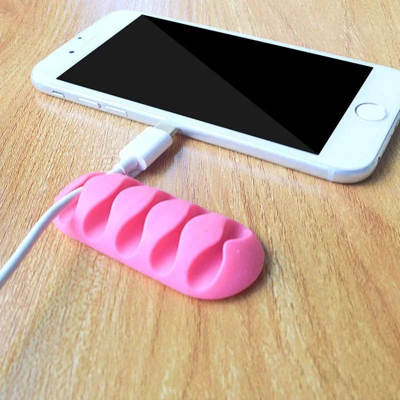 Multi-Hole Silicone Cable Organizer – Adhesive Wire Holder for USB Cables, Earphones & Desktop Management