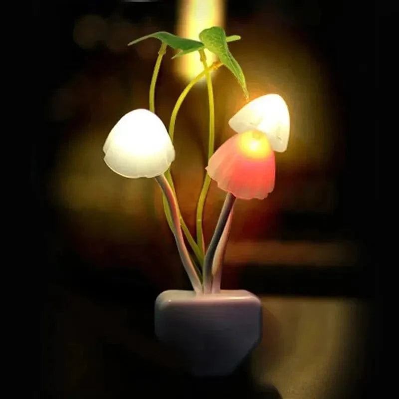 Colorful Mushroom Night Light – LED Plug-in Lamp with Light Sensor (EU/US Plug, 220V)