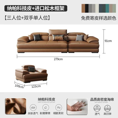 Europäisches Wohnzimmer-Sofa Echtleder-Ecksofa Modulares Luxus-Sofa Sala De Estar De Luxo Moderne Möbel
