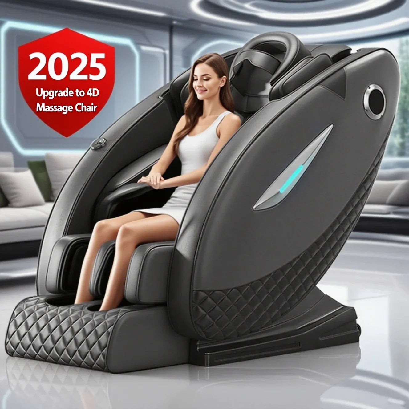 4D-Massagesessel mit Ganzkörperentspannungsfunktion 2025 Zero Gravity SL-Track Shiatsu mit Bluetooth-Lautsprecher und KI-Steuerung