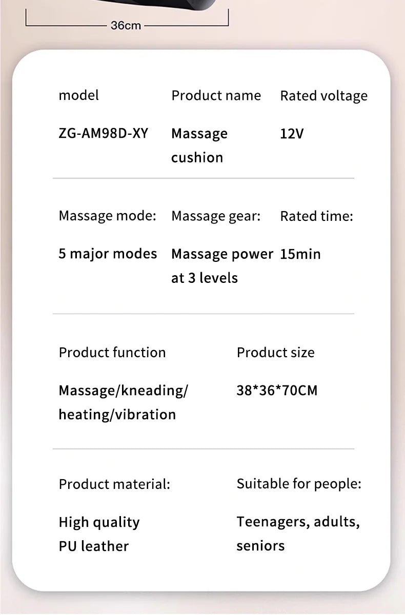 Shiatsu Nacken- und Rückenmassagegerät mit Heizfunktion, 2D- oder 3D-Knetmassageauflage, einstellbare Kompressionssitzmassage für den ganzen Körper