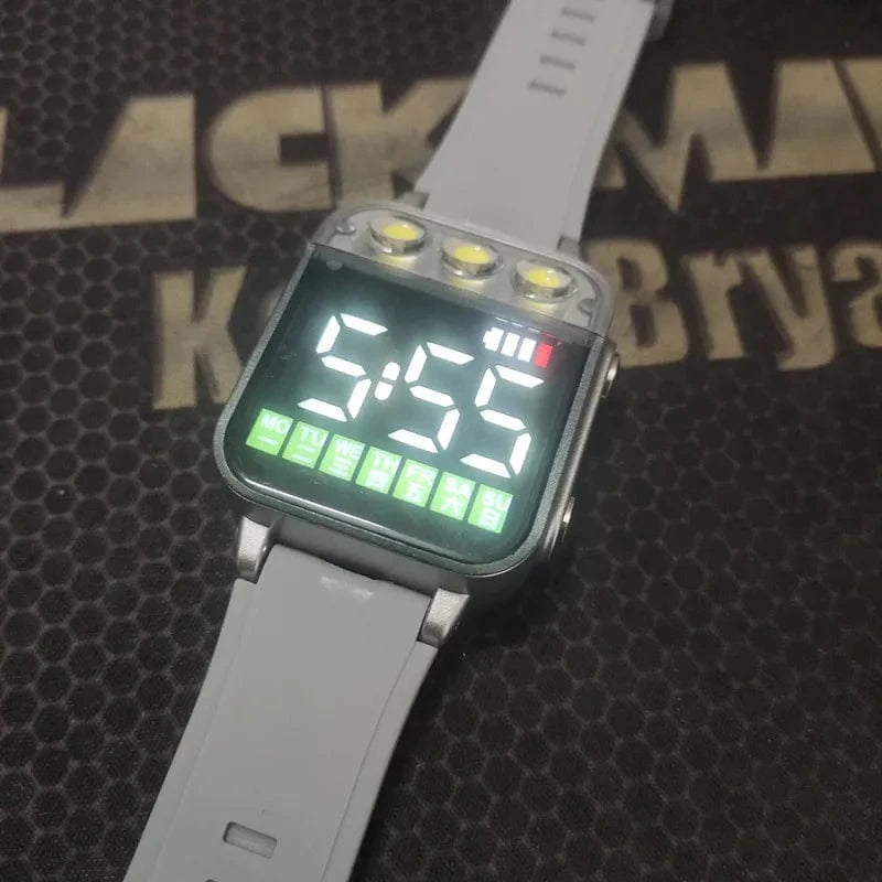 Sports LED Electronic Watch – USB Rechargeable Wristwatch with Flashlight