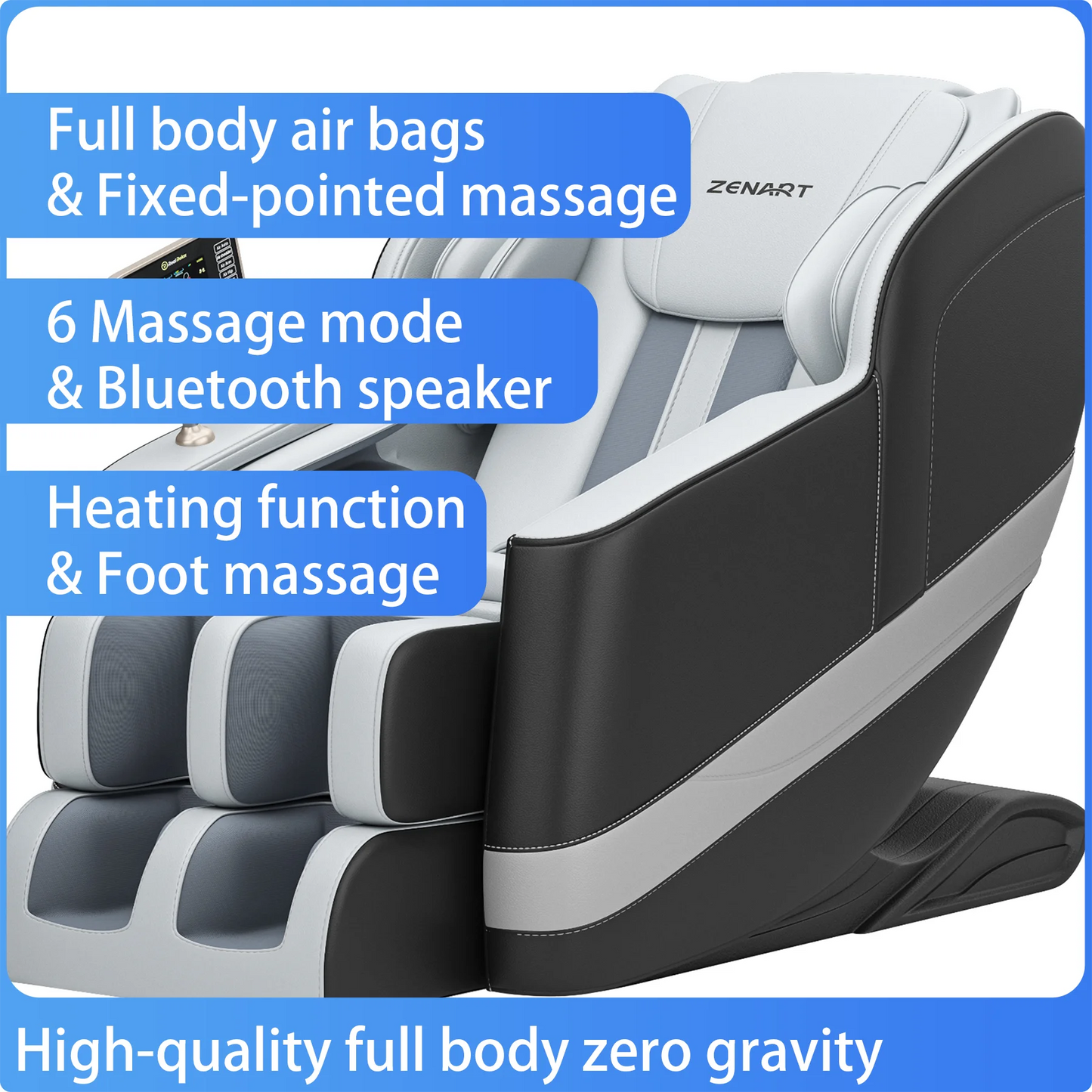 Neuer Massagesessel 3D Luxus Ganzkörper-Schwerelosigkeitssessel Leder Wärme Fußrolle mit Elektrik