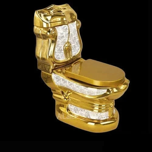Palace Golden Retro Toilet – Luxury Split Seat with Colorful Relief Design
