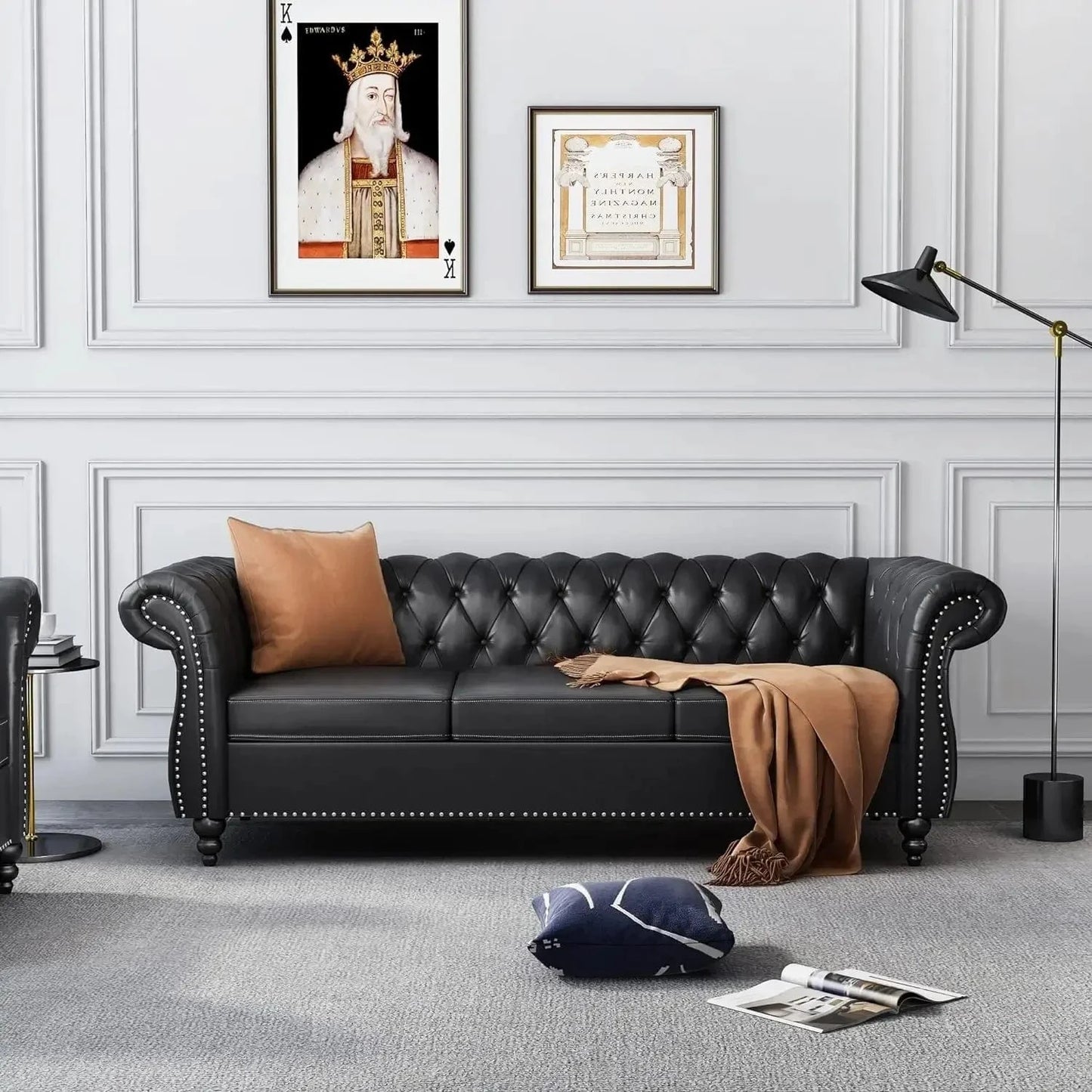 Accent Chesterfield Loveseat Sofa – Modern Tufted Upholstered Couch - FastZen