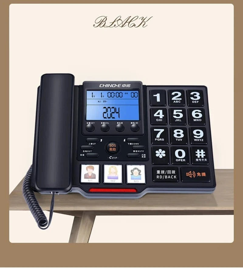 Big Button Corded Landline Phone with Picture Dial, Voice Broadcast - FastZen