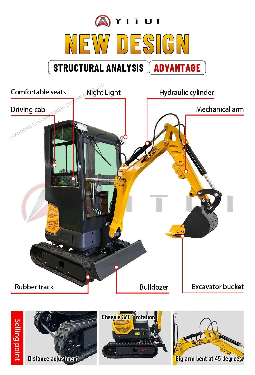 Factory Price Small Excavator 1.2 Ton Of Small Digger EPA Euro 5 Engine Customized Orchard Small Excavator Cheap Price - FastZen