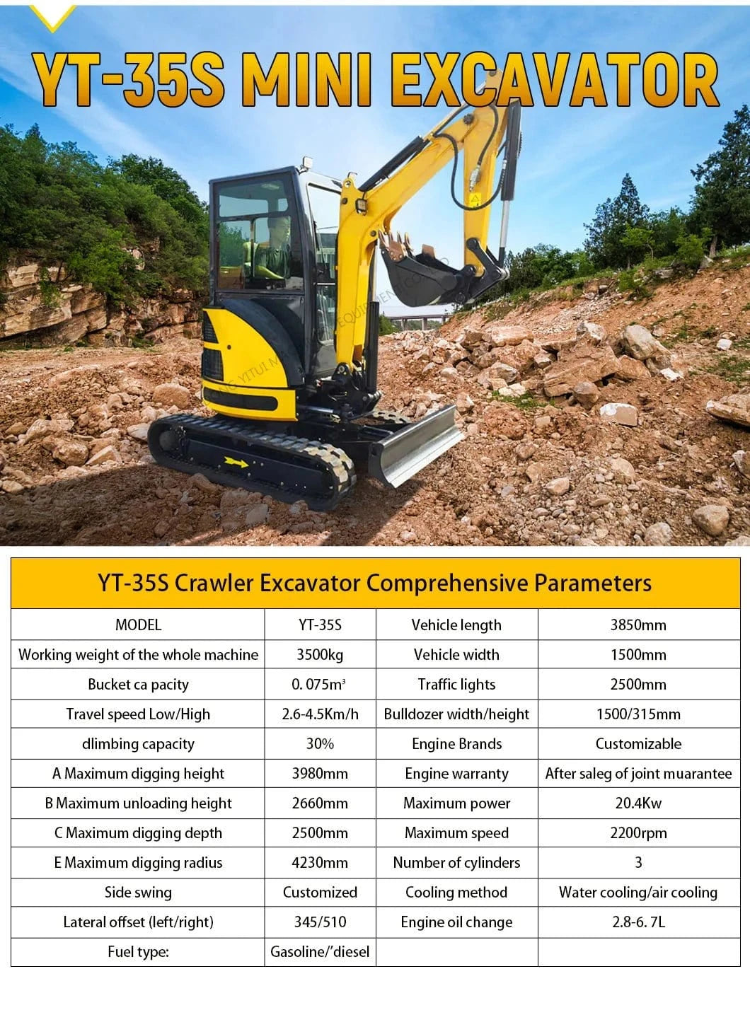 Factory Price Small Excavator 1.2 Ton Of Small Digger EPA Euro 5 Engine Customized Orchard Small Excavator Cheap Price - FastZen